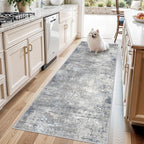 3x7 Kitchen Runner Rug – Washable Non-Slip Modern Abstract Neutral Carpet by BYYVOORugsforYourHome