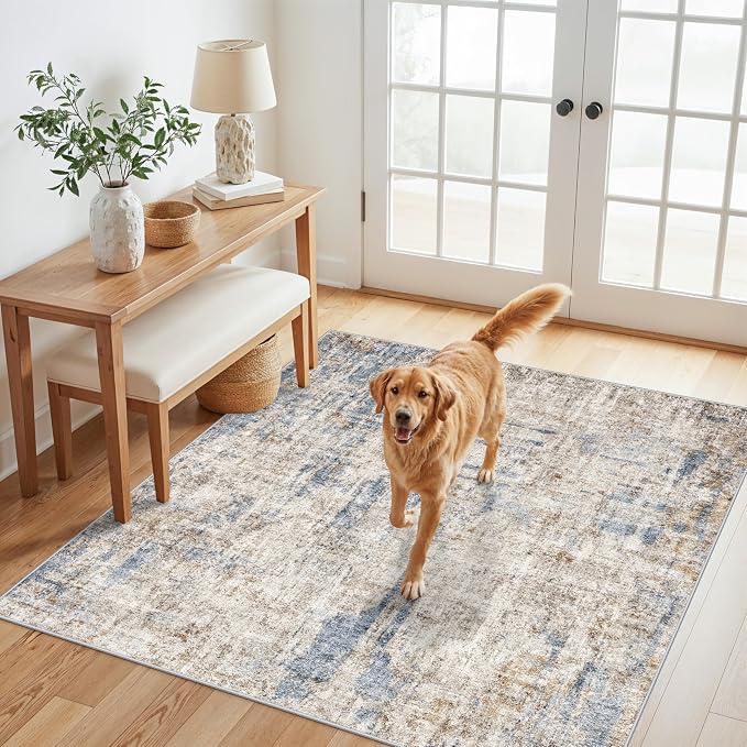 5x5 Square Entryway Rug Washable – Non-Slip Small Area Rug by ZHXXUJ