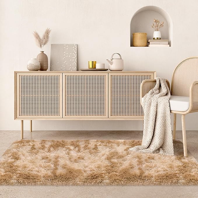 2x6 Soft Fluffy Beige Runner Rug - Image 4