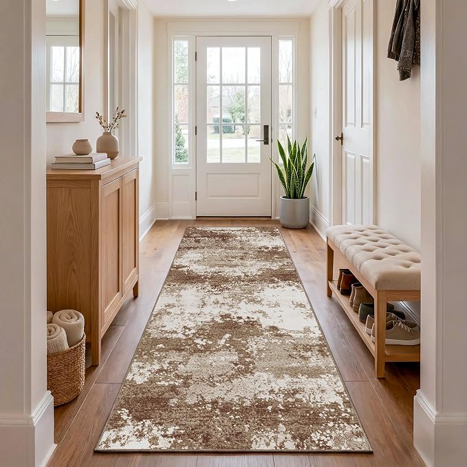 Brown Rug Runners for Hallways Kitchen 2.6x8 Non Slip Washable Entryway Runner - Image 2