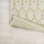 JONATHAN Y Moroccan Geometric Indoor Outdoor Runner Rug 2X10 Cream/Green - Image 6