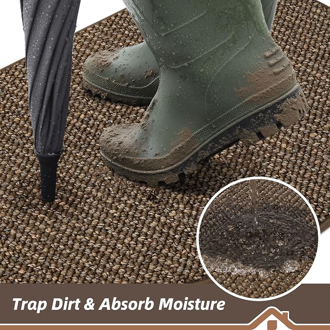 BEQHAUSE Dirt Trapper Door Mat 26" x 40" Half Circle Non-Slip Washable Doormats - Image 3