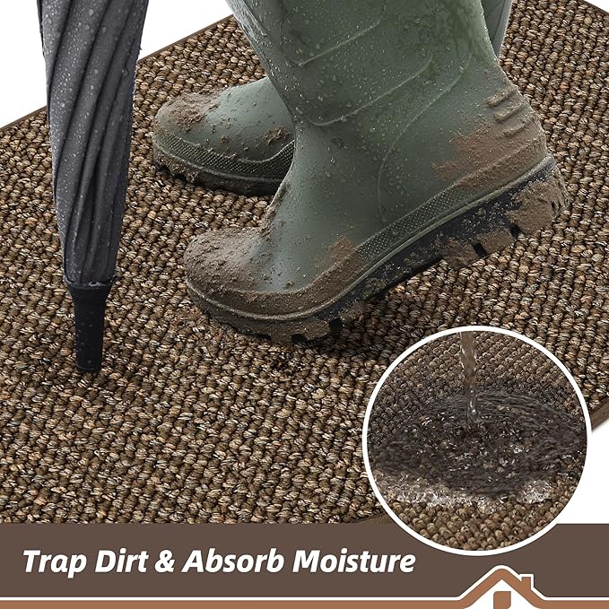 BEQHAUSE Dirt Trapper Door Mat 17" x 30" Half Circle Non-Slip Washable Doormats - Image 3