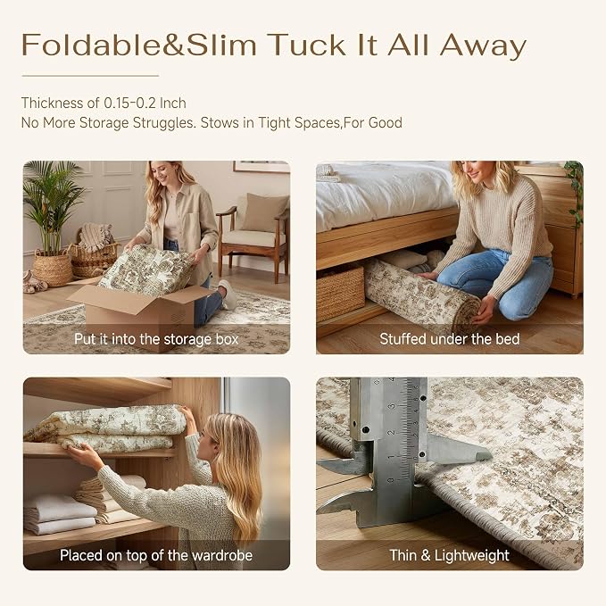10x12 Neutral Area Rug Brown Vintage Living Room Bedroom Washable Carpet - Image 7