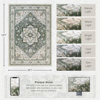 Area Rugs 9x12 Living Room Rug: Washable Rug Soft Vintage Boho Medallion Carpet - Image 2