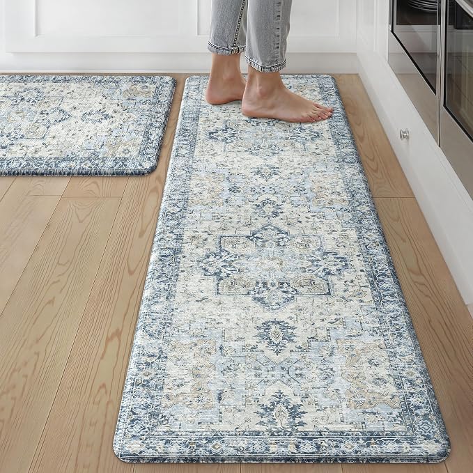 GENIMO Kitchen Mats for Floor 2PCs, Washable Anti Fatigue Mat for Cushioned by GENIMO