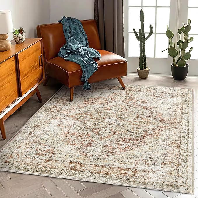 CHAMPLANT Washable Area Rug 3'x5' Vintage Traditional Floor Cover Foldable Thin by CHAMPLANT