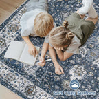 Area Rug 8x10 Washable Rug, Vintage Boho Medallion Rugs Non-Slip Soft Low Pile - Image 4