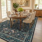 Dark Blue and Green Washable 8x10 Area Rugs - Image 3