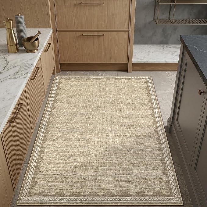 GarveeHome Scalloped 4 x 6 Rug Non-Slip Washable Low-Pile Carpet - Image 2