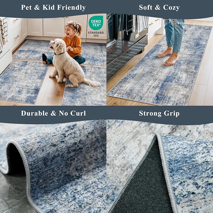 Kitchen Mats for Floor 3 Piece Set, Washable Non-Slip Farmhouse Kitchen Rugs - Image 4