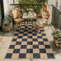 Lahome Colette Checkered Easy Jute Carpet, 3x5 Outdoor Patio Rug Washable Rugs by Lahome