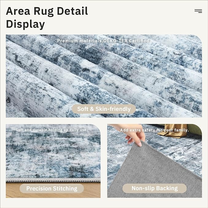Soalmost Area Rugs 4x6 for Living Room, Vintage Abstract Washable Rugs for - Image 6