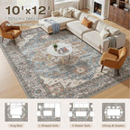 10x12 Area Rugs Living Room: Washable Vintage Rug Large Non-Slip Stain - Image 4