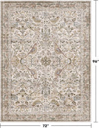 Washable 6x8 Floral Area Rug for Living Room, Boho Farmhouse Dining Room Rug - Image 2