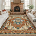 RELEANY Area Rugs Square 8ft Washable Non-Slip, Floral Vintage Distress by RELEANY