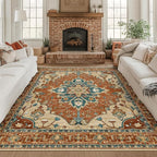RELEANY Area Rugs Square 8ft Washable Non-Slip, Floral Vintage Distress by RELEANY