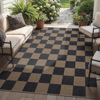 Lahome Checkered Easy Jute Living Room Rugs, 5x7 Black Dining Room Office Rug by Lahome
