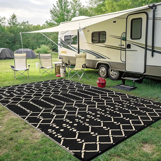 Smiry Outdoor Rug 8x10 ft, Waterproof Reversible Plastic Straw Rugs, Boho - Image 7