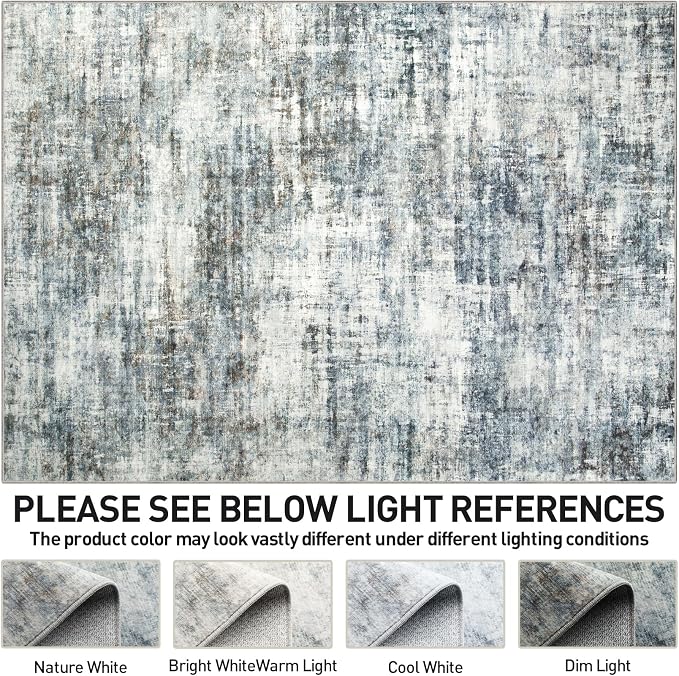 9x12 Area Rugs Washable Rug: Modern Abstract Living Room Rug Soft Anti-Skid - Image 7