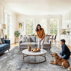 10x10 Square Living Room Rug – Washable Modern Abstract Large Rug - Image 7