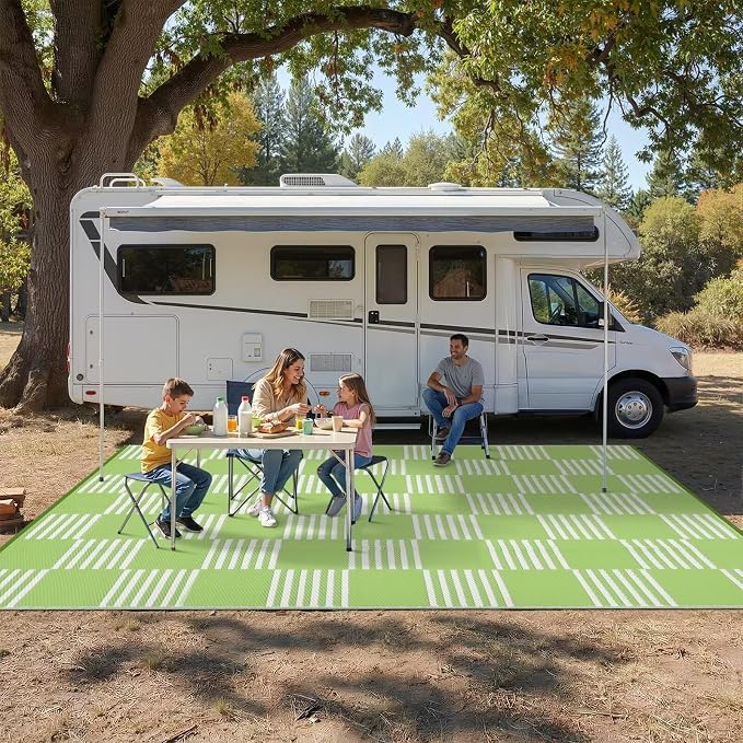 Garvee Waterproof Outdoor Rug 8x10, Checkered Foldable Plastic Straw Patio - Image 7