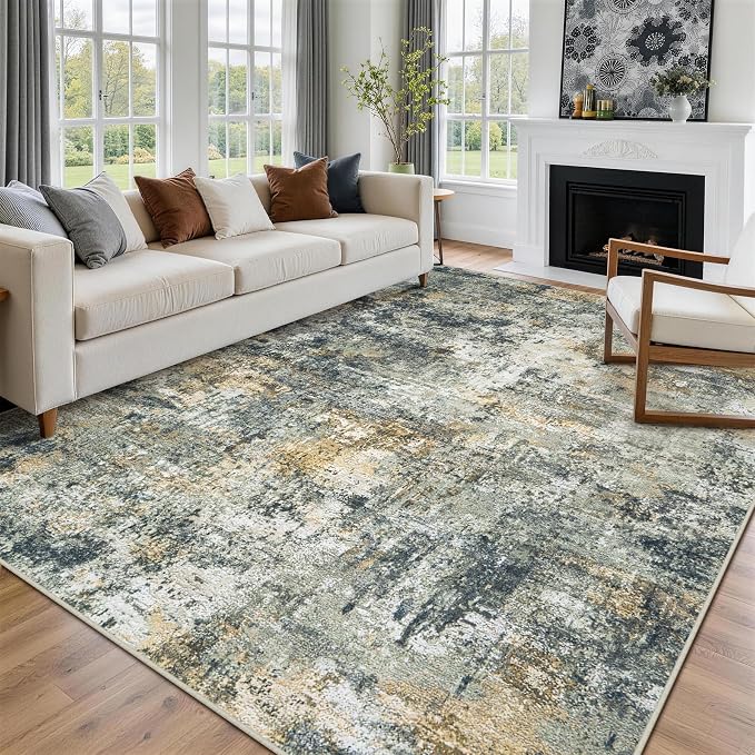 10x14 Area Rugs for Living Room Rug Washable: Abstract Large Rug Indoor Modern - Image 3