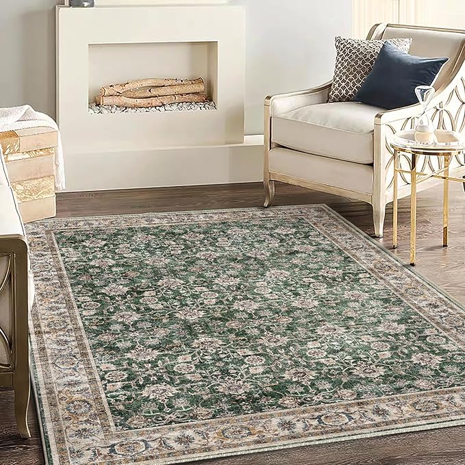 CHAMPLANT Area Rug 5'x7' Washable Rug Vintage Traditional Floor Cover Thin by CHAMPLANT