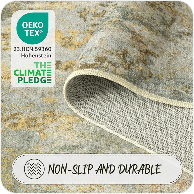 Green Round Area Rugs 4ft Washable Circle Rug - Image 7