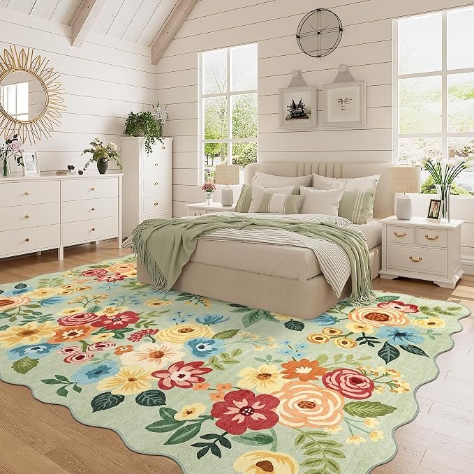 DUKINO 6x9 Area Rug, Floral Washable Rugs - Image 3