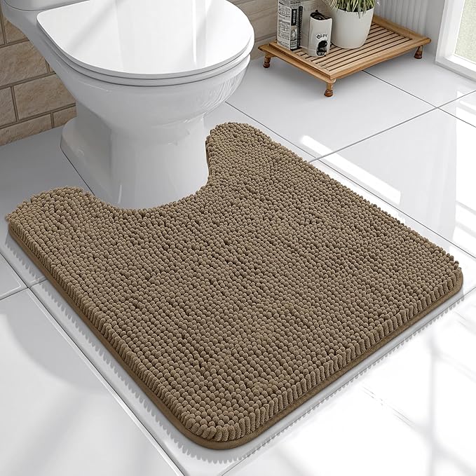 OLANLY Toilet Rugs U-Shaped 20x20, Extra Soft Absorbent Chenille Contour by OLANLY