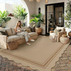 6x9 Scalloped Rug Easy Jute Washable Outdoor Patio Rug - Image 2