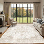Rugxara 8x10 Washable Area Rug for Living Room, Extra Large Neutral Vintage by Rugxara