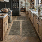 Kitchen Rug Set of 3 Washable Brown Vintage Kitchen Mats by WondRg