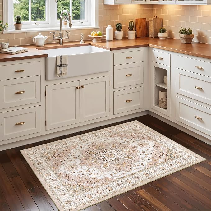 Madane Washable Area Rug 2x3, Small Entryway Rug Non-Slip Vintage Door Mat - Image 4