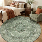 RELEANY Area Rugs Round 6ft Washable Non-Slip, Floral Vintage Distress - Image 3