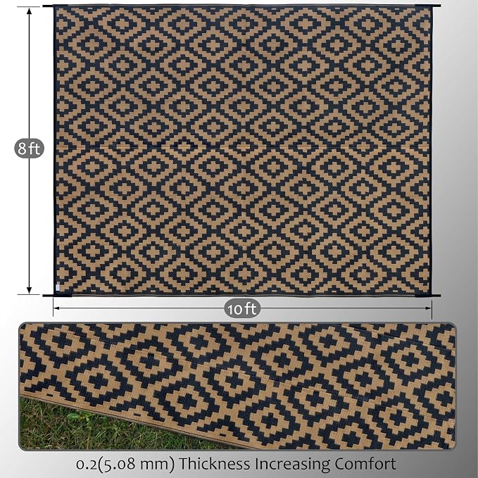 SAND MINE Reversible Mats, Plastic Straw Rug, Modern Area Rug, Large Floor Mat - Image 2