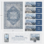 6x9 Area Rugs Living Room Rug: Washable Vintage Boho Medallion Rug No Slip - Image 2