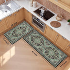 Boho Kitchen Mats for Floor 2 Piece Set Anti Fatigue Cushioned PVC Kitchen Rugs - Image 2