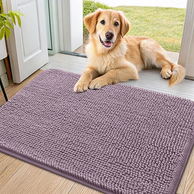 Smiry Dog Door Mat for Muddy Paws 36x24, Absorbent Dirt Trapper, Non-Slip by Smiry