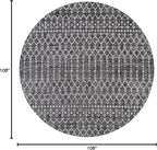 JONATHAN Y Moroccan Geometric Indoor Outdoor Round Area Rug 9 Ft Black/Gray - Image 2
