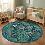 GarveeHome Jungle Round Washable Rugs 4ft Non-Slip Soft Round Rug by GarveeHome