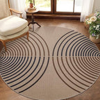 Tangsoo Modern Rainbow Round Rug 4ft Easy Jute Washable Rugs Ultra Thin Dark - Image 2