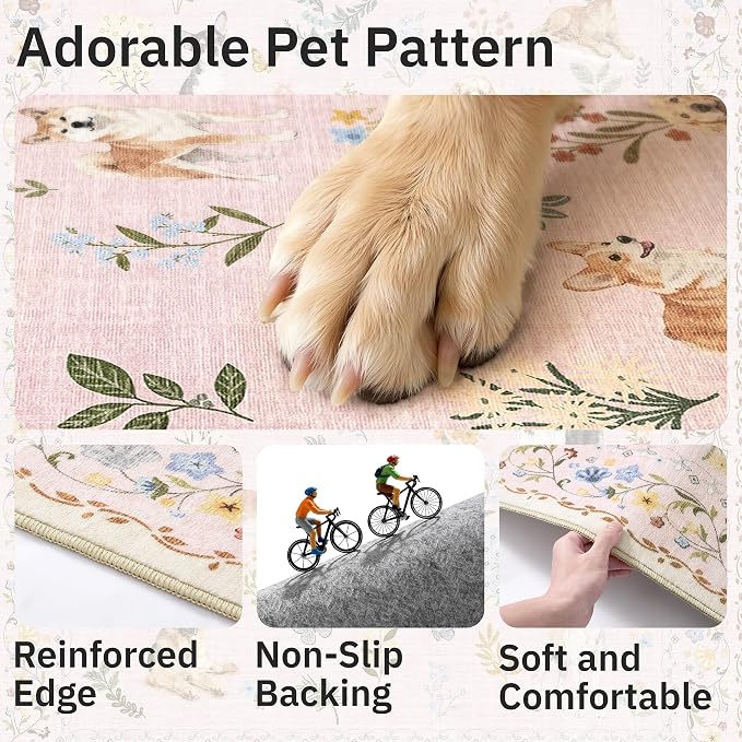 Soalmost Dog 9x12 Pink Area Rugs - Image 7