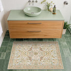 Beige Boho Bathroom Rugs 2x3 Washable Non Slip - Image 3