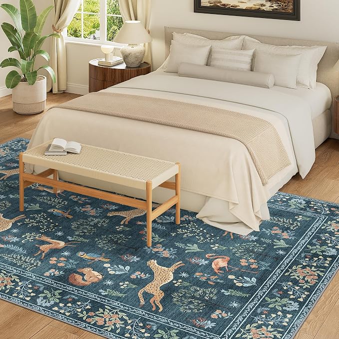 DUKINO 5x7 Rug, Washable Animal Living Room Rug - Image 5