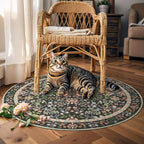 jinchan Zenith Round Rug 4ft Area Rugs Soft 4'Round Floral Aesthetic Rug - Image 4