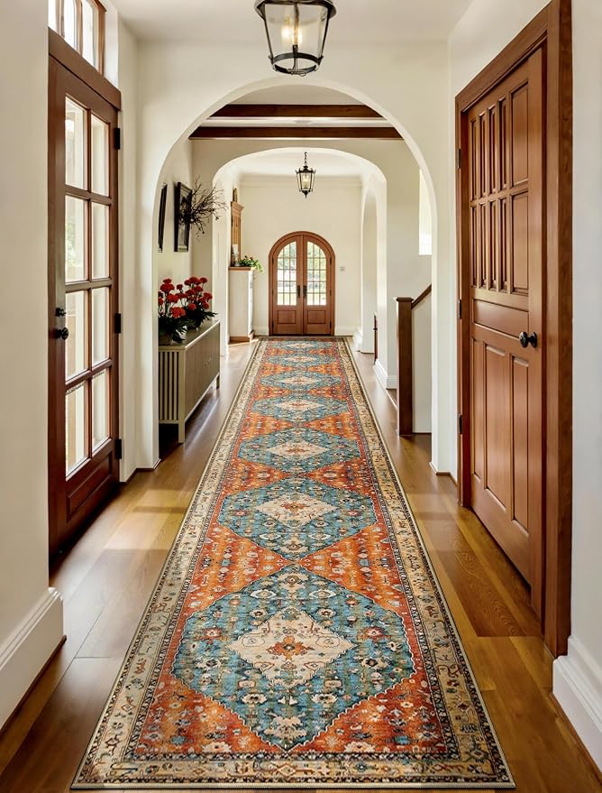 SERISSA Runner Rug for Hallways, Extra Long Boho Rug Ultra Soft Vintage Tribal by SERISSAHomeDecorCollection