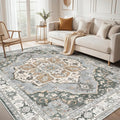 5x7 Washable Area Rug: Vintage Neutral Soft Non Slip Thin Large Floor Carpet by MICGEEK
