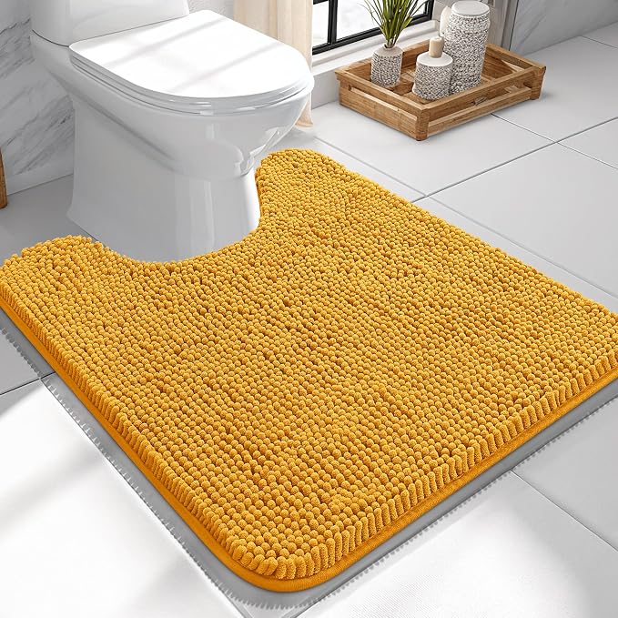 OLANLY Toilet Rugs U-Shaped 24x24, Extra Soft Absorbent Chenille Contour by OLANLY